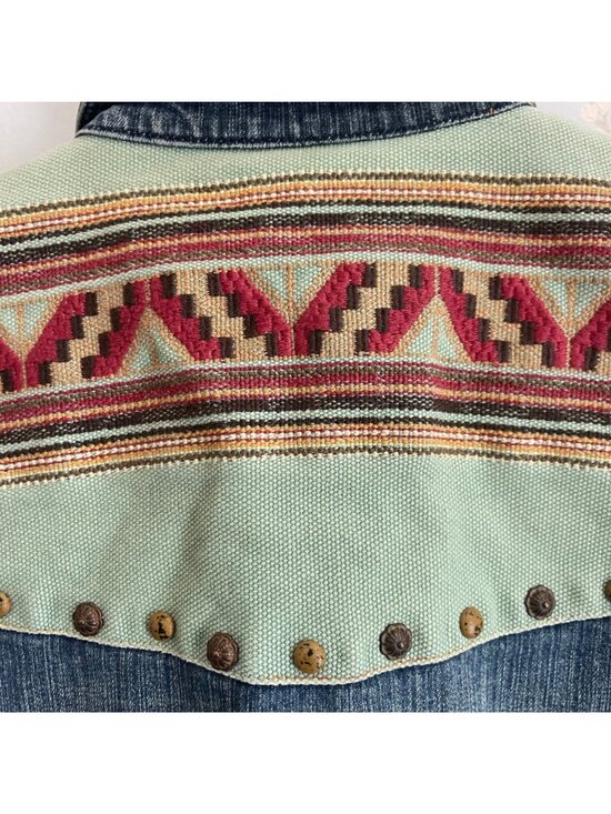 Coldwater Creek Women Western Boho Denim Jacket Size PS Southwestern Embroidered - Picture 8 of 13
